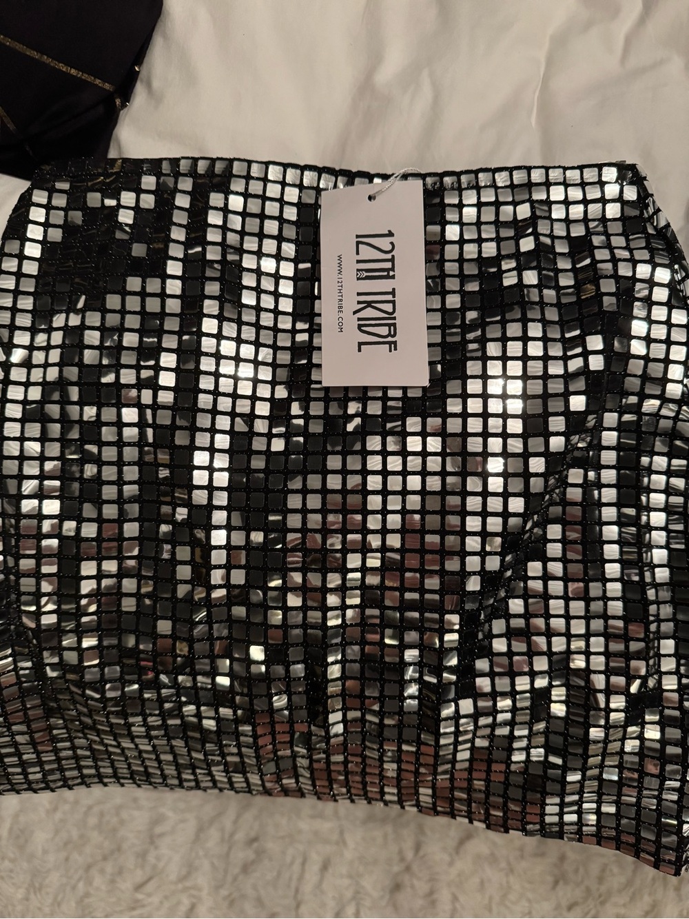 12th Tribe Silver and Black Sequin Mini skirt